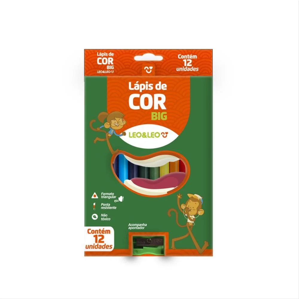 LAPIS DE COR JUMBO LEO E LEO 12CORES BIG 15CM LEONORA (PCT.C/06) - imagem 2