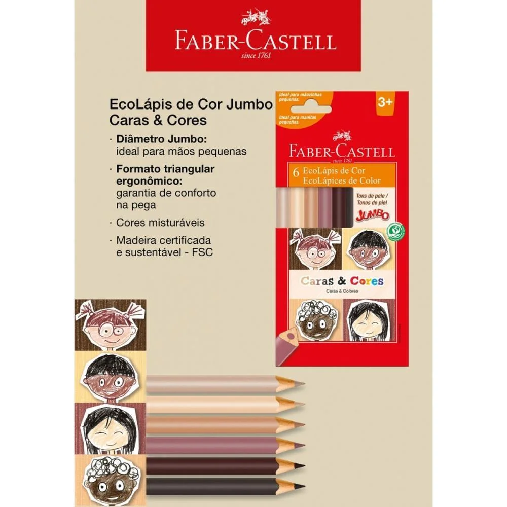 LAPIS DE COR JUMBO CARAS E CORES 6CORES FABER-CASTELL (PCT.C/12) - imagem 3