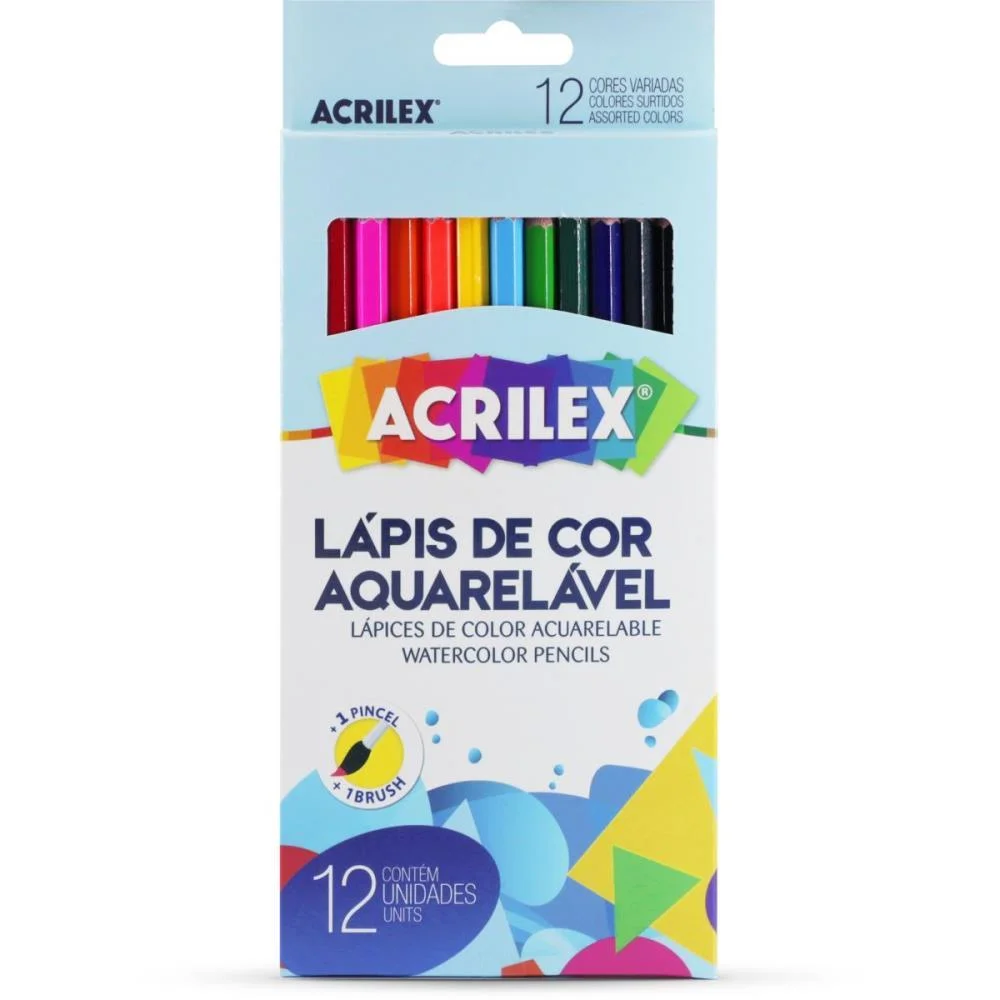 LAPIS DE COR AQUARELAVEL 12 CORES ACRILEX (CX.C/12) - imagem 4