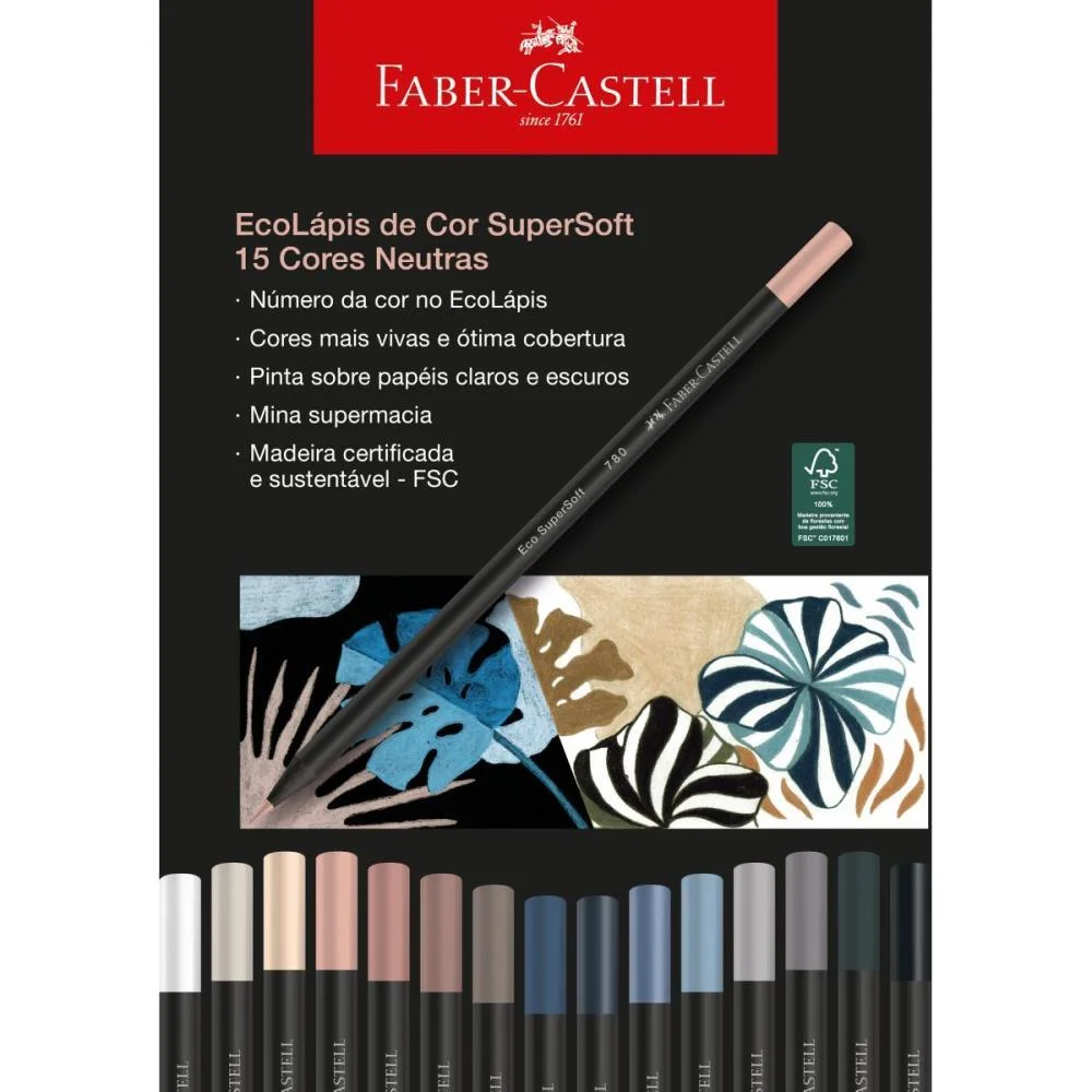 LAPIS DE COR REDONDO SUPERSOFT 15 CORES NEUTRAS FABER-CASTELL (PCT.C/12) - imagem 5