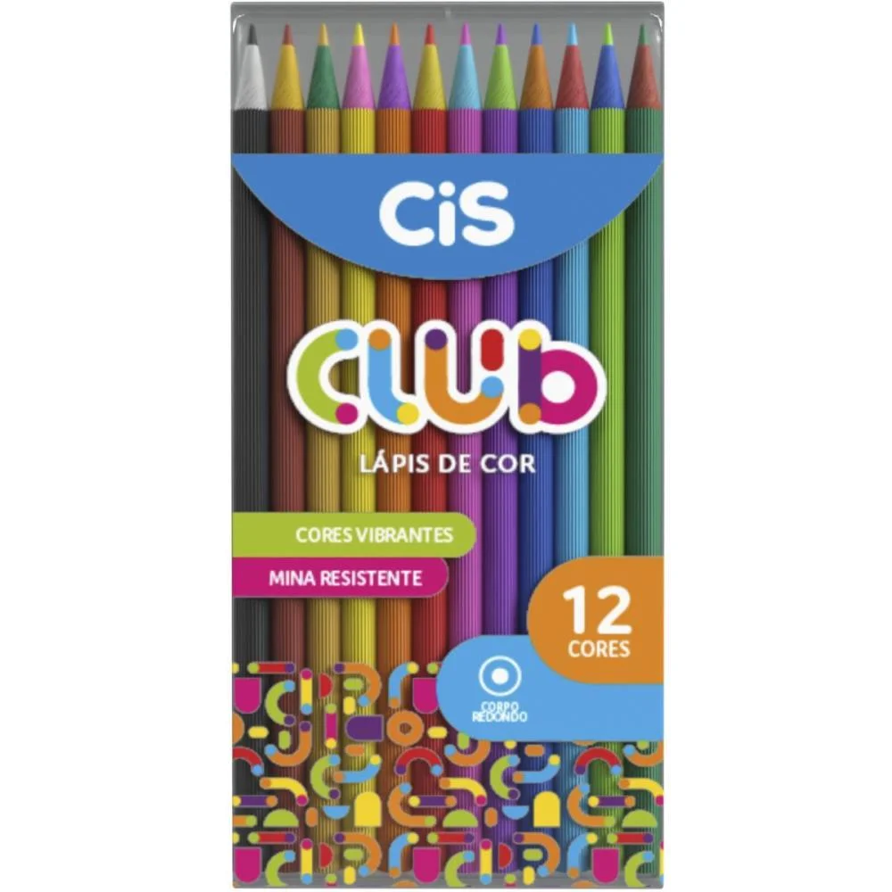 LAPIS DE COR REDONDO CIS CLUB RESINA 12 CORES SERTIC (ESTOJO) - imagem 2