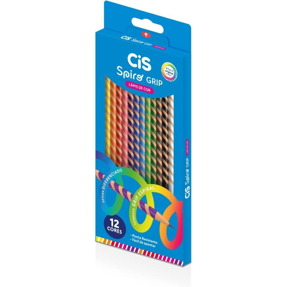LAPIS DE COR REDONDO CIS SPIRO GRIP 12 CORES SERTIC (ESTOJO) - imagem 4