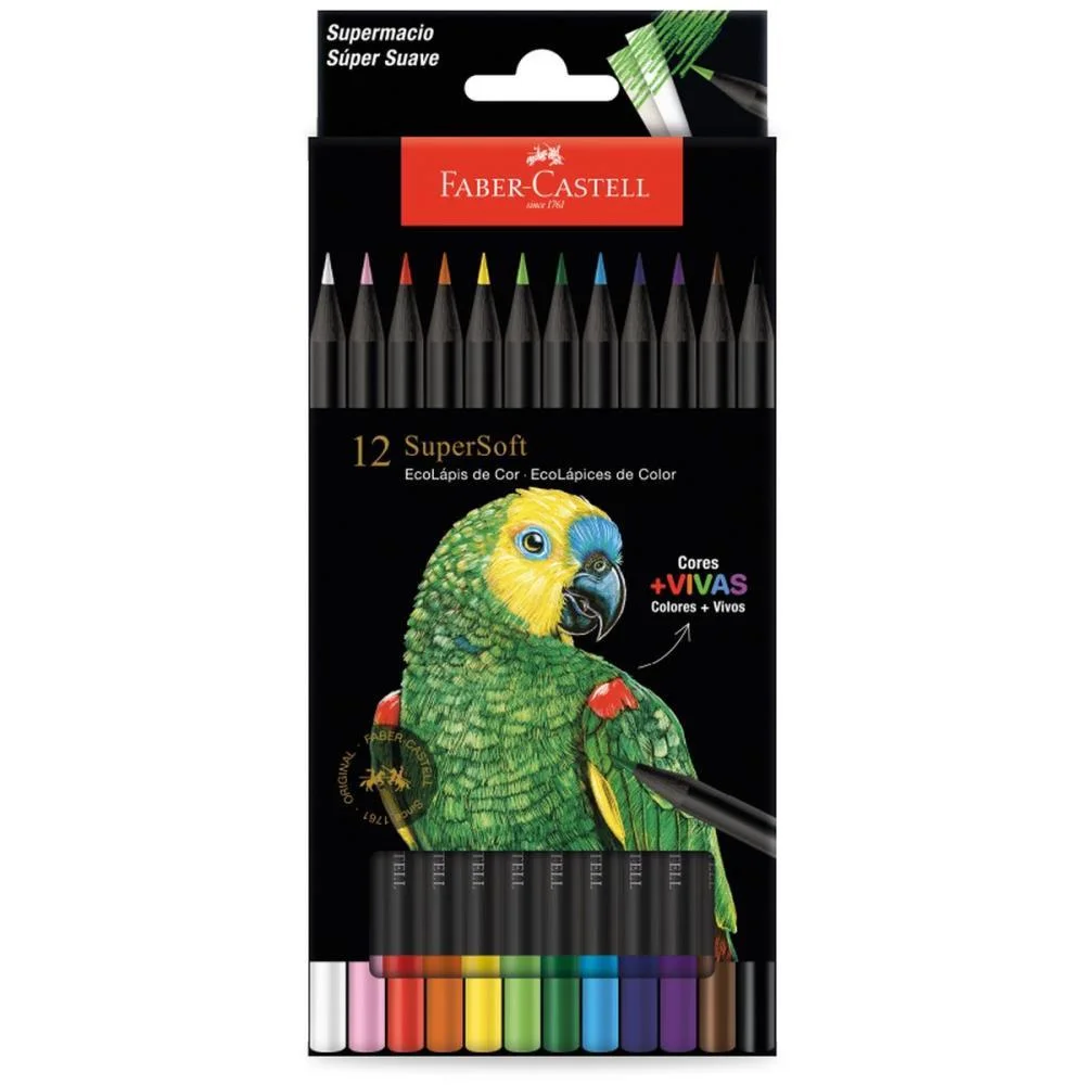LAPIS DE COR REDONDO SUPERSOFT 12 CORES FABER-CASTELL (PCT.C/12) - imagem 3