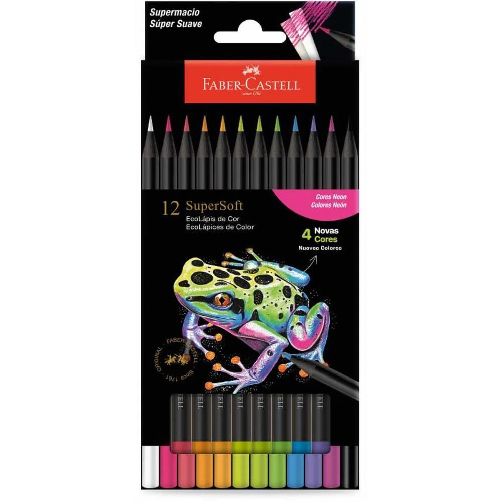 LAPIS DE COR REDONDO SUPERSOFT 12 CORES NEON FABER-CASTELL (PCT.C/12) - imagem 3