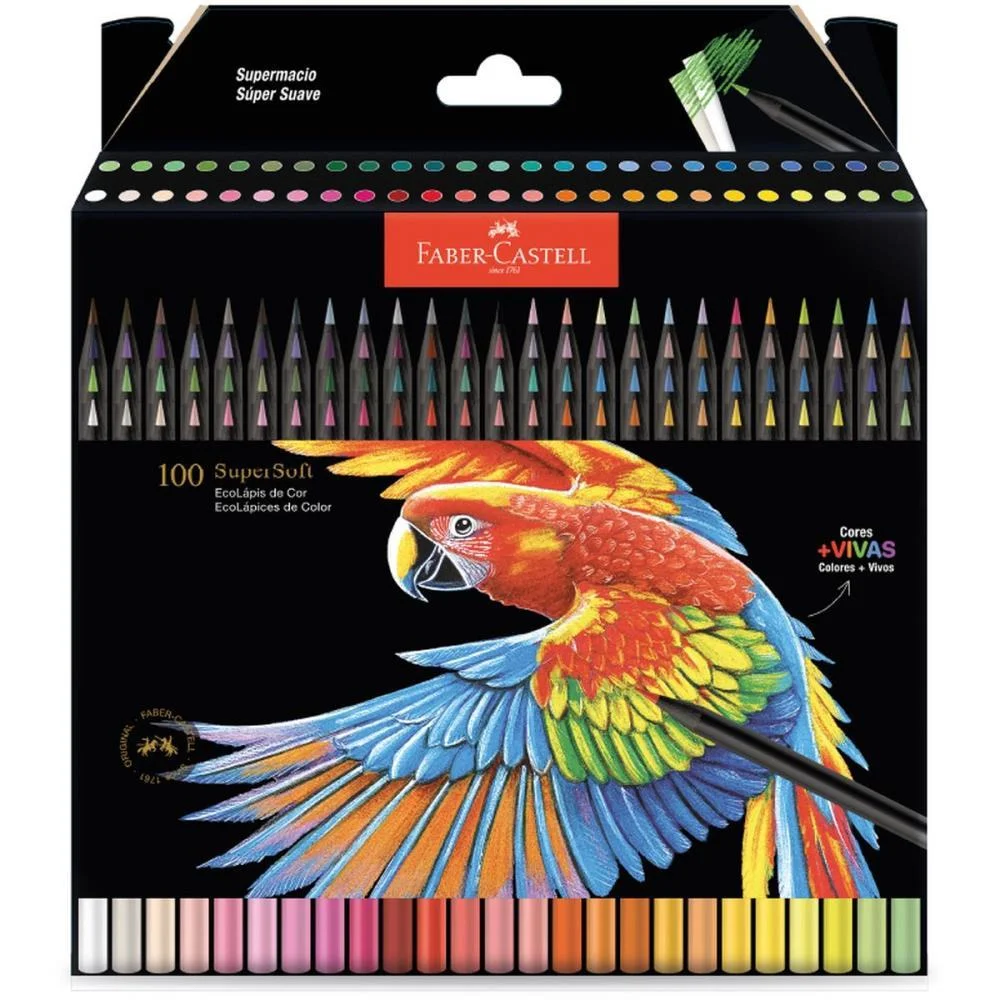 LAPIS DE COR REDONDO SUPERSOFT 100 CORES FABER-CASTELL (PCT.C/02) - imagem 2