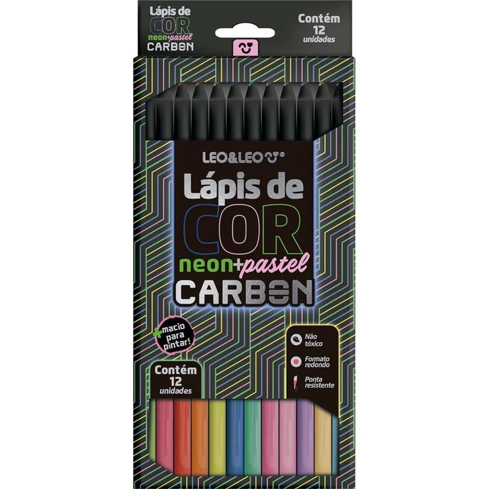 LAPIS DE COR REDONDO CARBON LINE 12COR. NEON/PASTEL LEONORA (PCT.C/06) - imagem 2