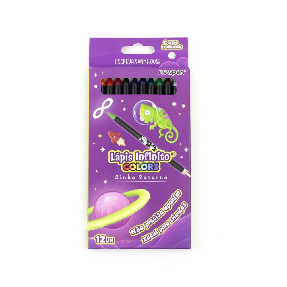 LAPIS DE COR REDONDO INFINITO SATURNO 12 CORES NEWPEN (ESTOJO) - imagem 2