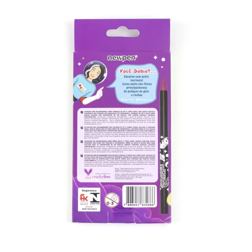 LAPIS DE COR REDONDO INFINITO SATURNO 12 CORES NEWPEN (ESTOJO) - imagem 15