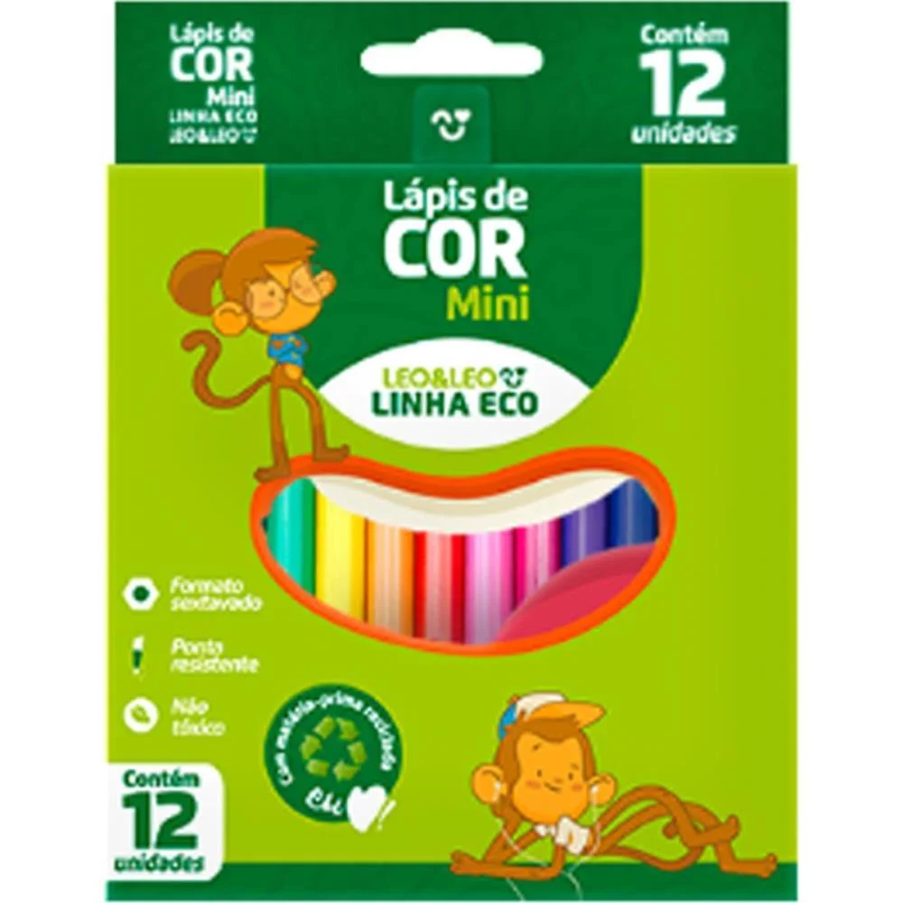 LAPIS DE COR SEXTAVADO LEO E LEO ECO MINI 12 CORES LEONORA (PCT.C/12) - imagem 2