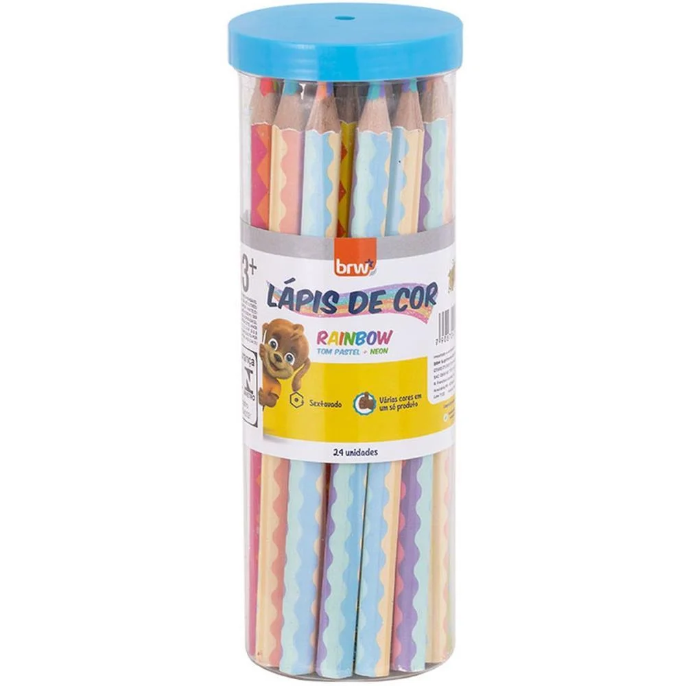 LAPIS DE COR SEXTAVADO RAINBOW BIG PASTEL E NEON BRW (POTE-24) - imagem 3
