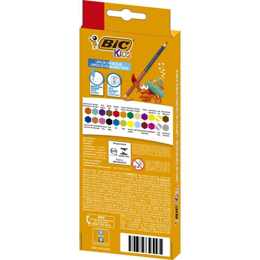 LAPIS DE COR SEXTAVADO BIC BICOLOR 12 LAPIS 24 CORES BIC (PCT.C/06) - imagem 5