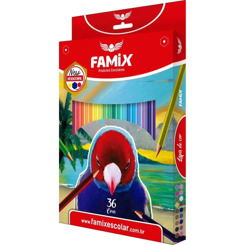 LAPIS DE COR SEXTAVADO 36 CORES FAMIX (PCT.C/04) - imagem 2