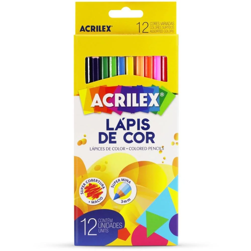 LAPIS DE COR SEXTAVADO 12 CORES ACRILEX (PCT.C/06) - imagem 2