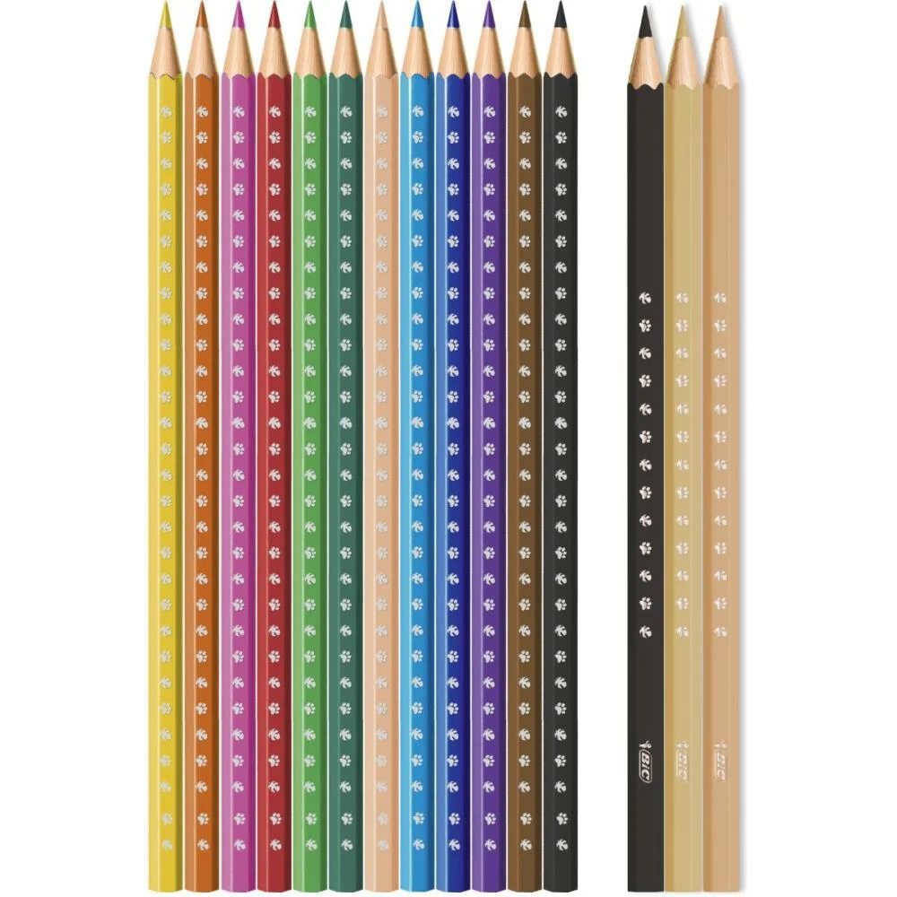 LAPIS DE COR SEXTAVADO BIC KIDS 12 COR+3 TONS DE PELE BIC (PCT.C/06) - imagem 3