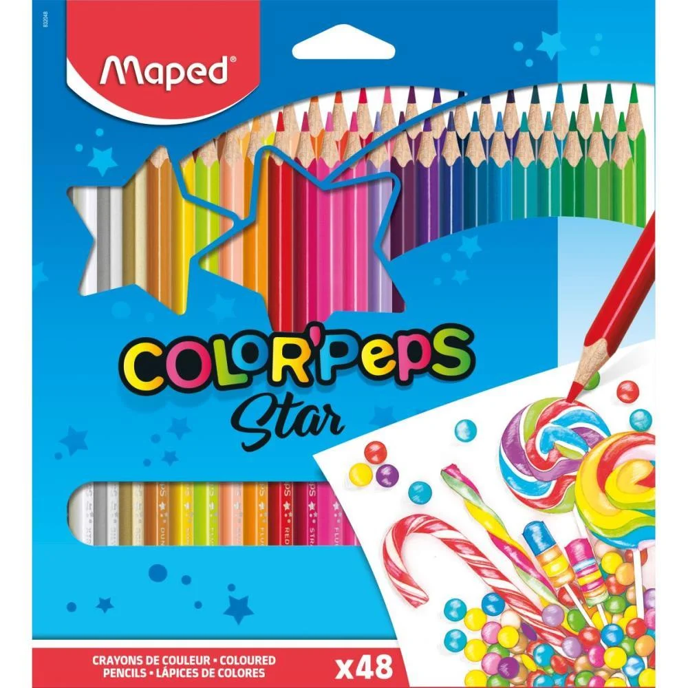 LAPIS DE COR TRIANGULAR COLOR PEPS 48 CORES MAPED (ESTOJO) - imagem 2
