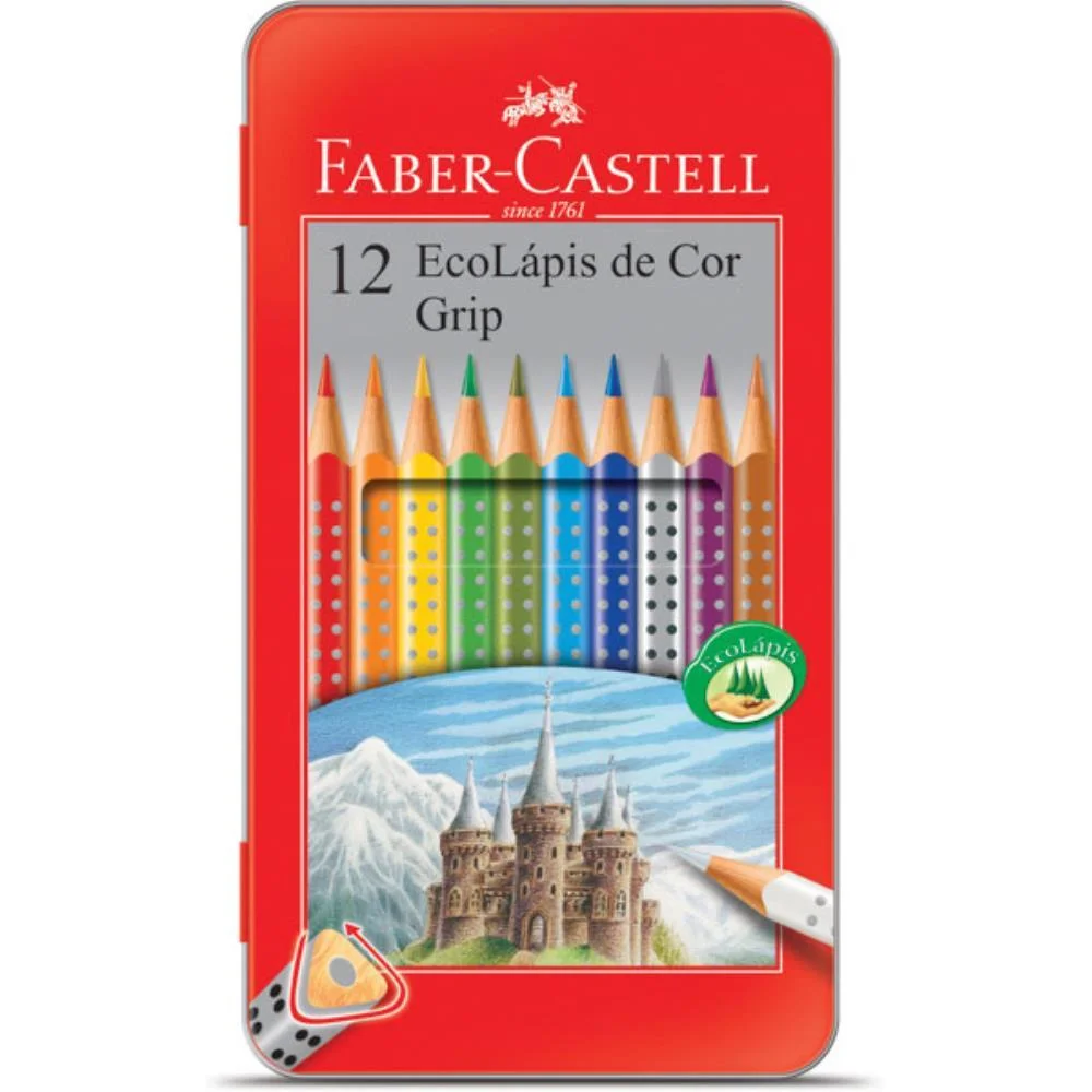 LAPIS DE COR TRIANGULAR ECOLAPIS GRIP 12CORES LATA FABER-CASTELL (PCT.C/04) - imagem 3