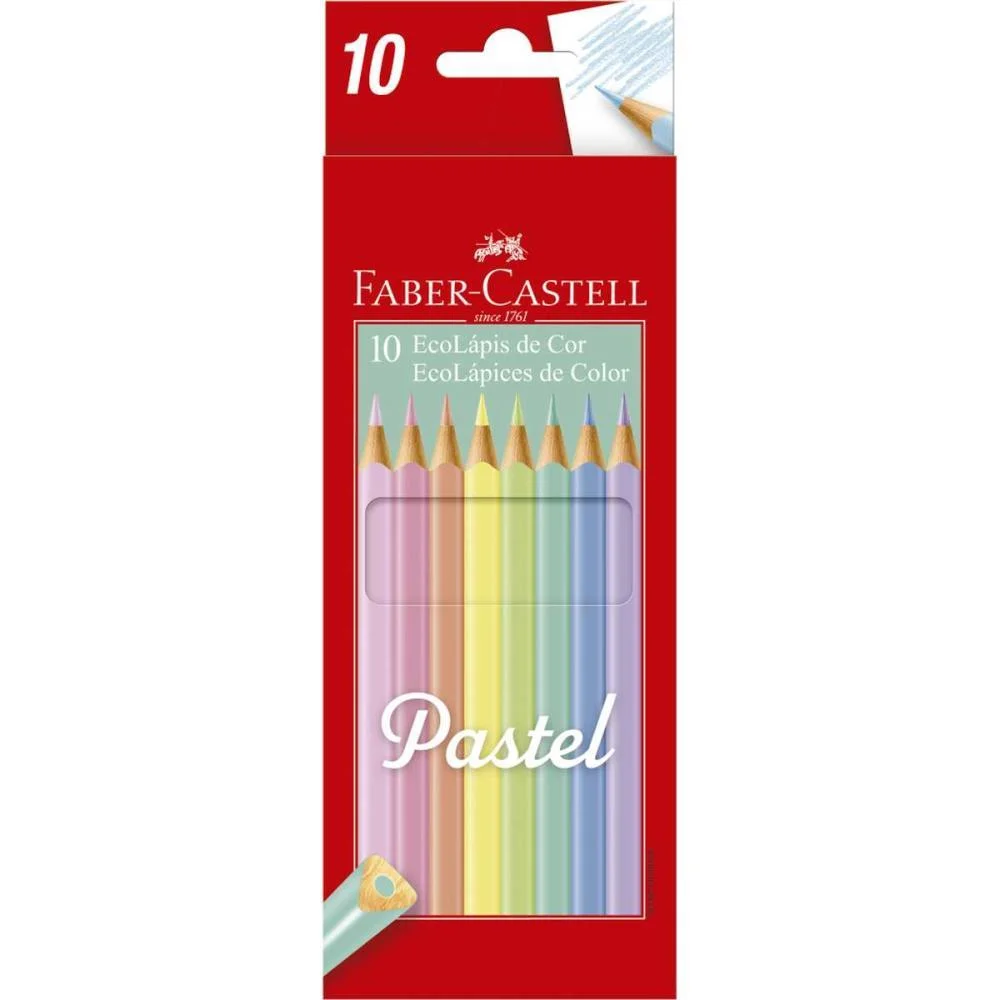 LAPIS DE COR TRIANGULAR ECOLAPIS TONS PASTEL 10 CORES FABER-CASTELL (PCT.C/12) - imagem 2