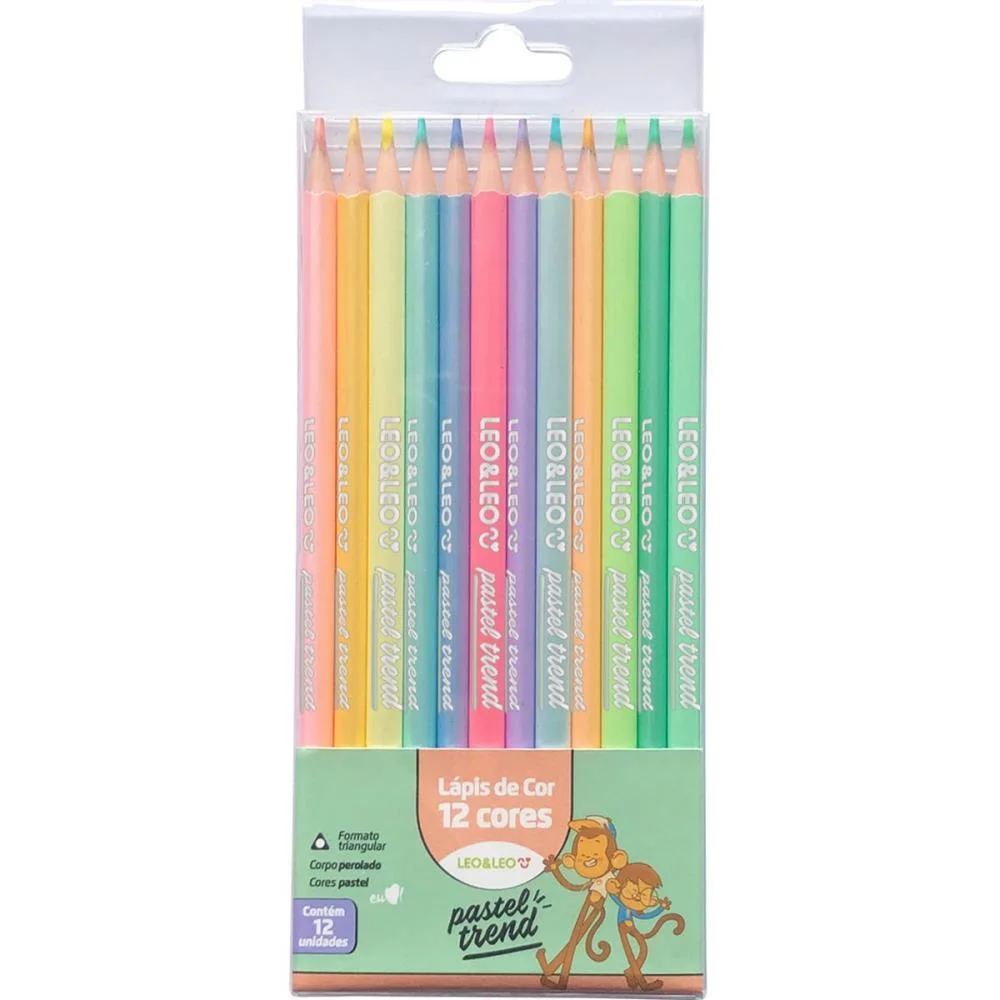 LAPIS DE COR TRIANGULAR LEO E LEO 12CORES PASTEL TREND LEONORA (PCT.C/06) - imagem 4
