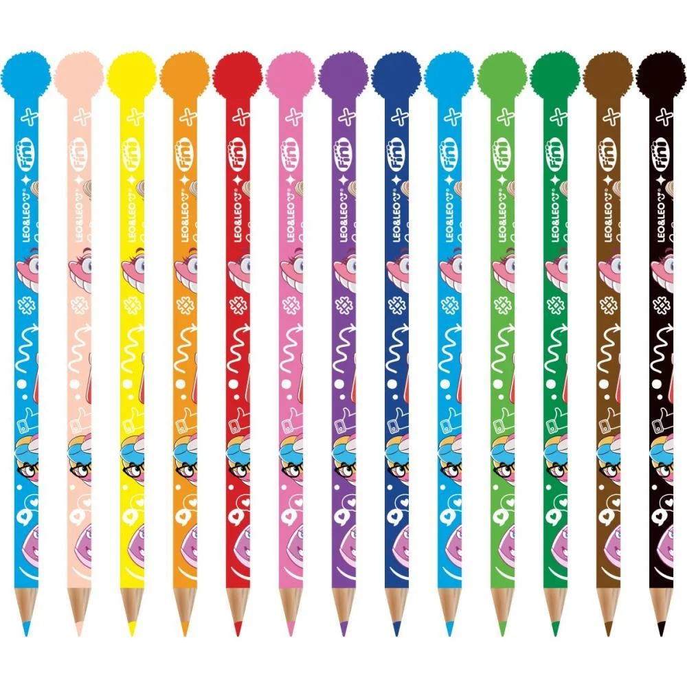 LAPIS DE COR TRIANGULAR FINI C/POMPOM 12CORES LEONORA (POTE-12) - imagem 3