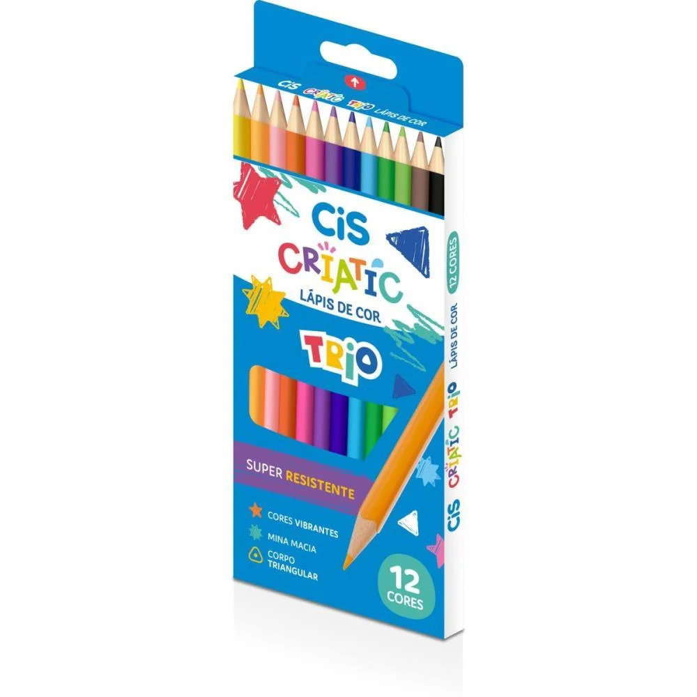 LAPIS DE COR TRIANGULAR CIS CRIATIC TRIO 12 CORES SERTIC (PCT.C/06) - imagem 3