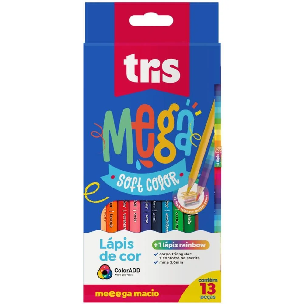 LAPIS DE COR TRIANGULAR MEGA SOFT 12 CORES+1 RAINBOW SUMMIT (PCT.C/06) - imagem 2