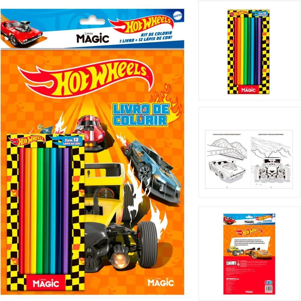 LIVRO INFANTIL COLORIR KIT LAPIS DE COR HOT WHEELS MAGIC KIDS (UNIDADE) - imagem 5