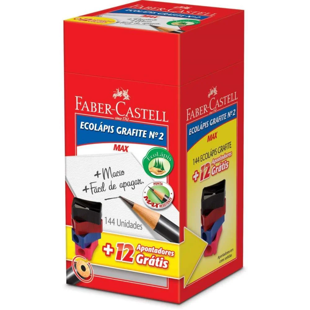LAPIS PRETO REDONDO ECOLAPIS 1205 +12 APONT.GRATIS FABER-CASTELL (CX.C/144) - imagem 3