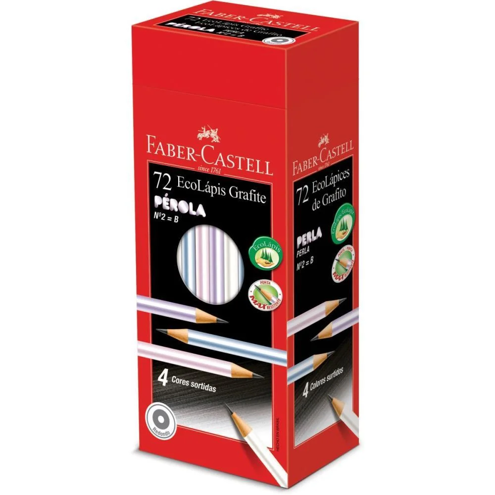 LAPIS PRETO REDONDO ECOLAPIS GRAFITE PEROLA FABER-CASTELL (CX.C/72) - imagem 2