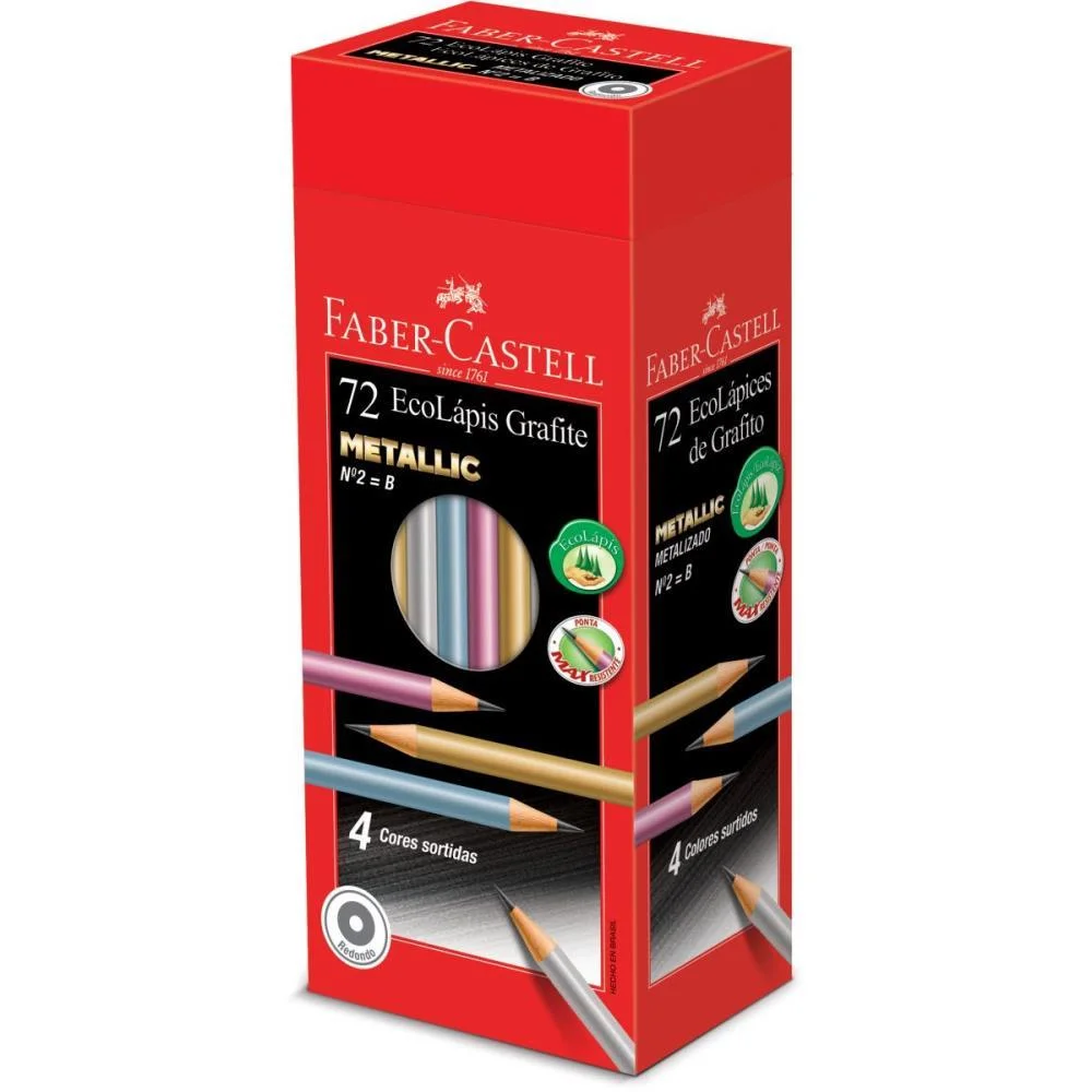 LAPIS PRETO REDONDO ECOLAPIS GRAFITE METALLIC FABER-CASTELL (CX.C/72) - imagem 3