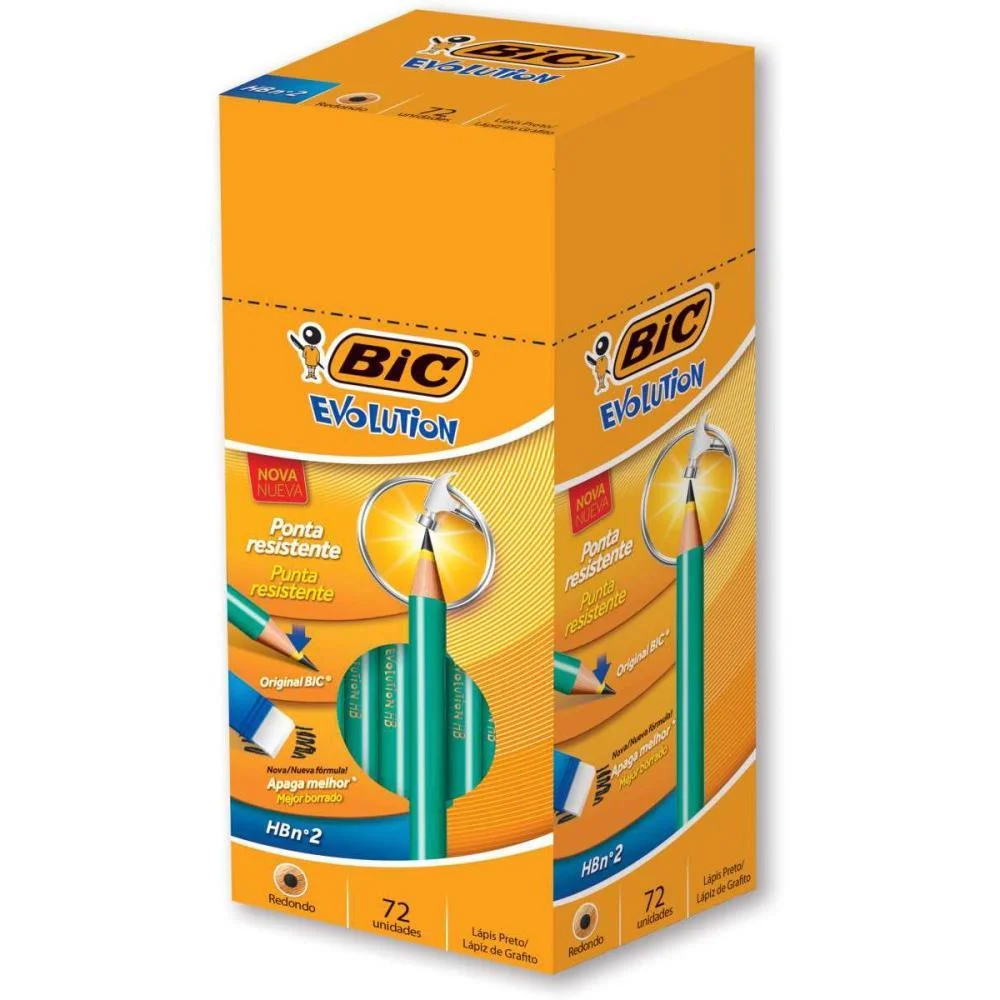 LAPIS PRETO REDONDO EVOLUTION 2HB S/BORRACHA BIC (CX.C/72) - imagem 2
