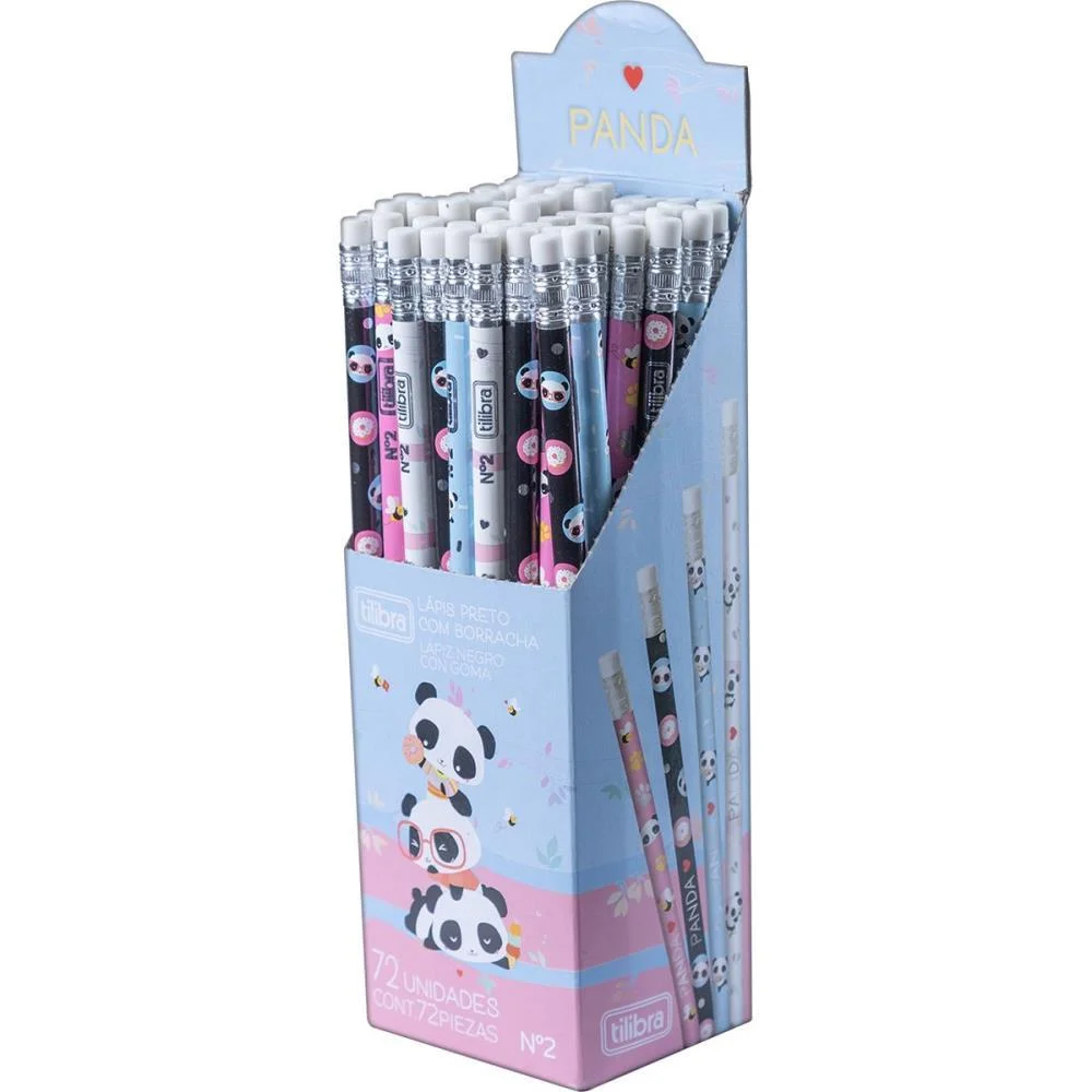 LAPIS PRETO REDONDO PANDA C/BORRACHA (S) TILIBRA (CX.C/72) - imagem 3