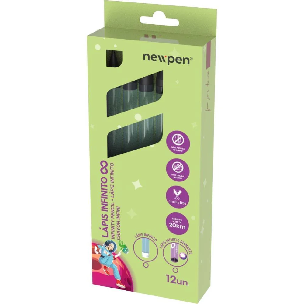 LAPIS PRETO REDONDO INFINITO DIAMENTE BLACK AMAREL NEWPEN (CX.C/12) - imagem 2