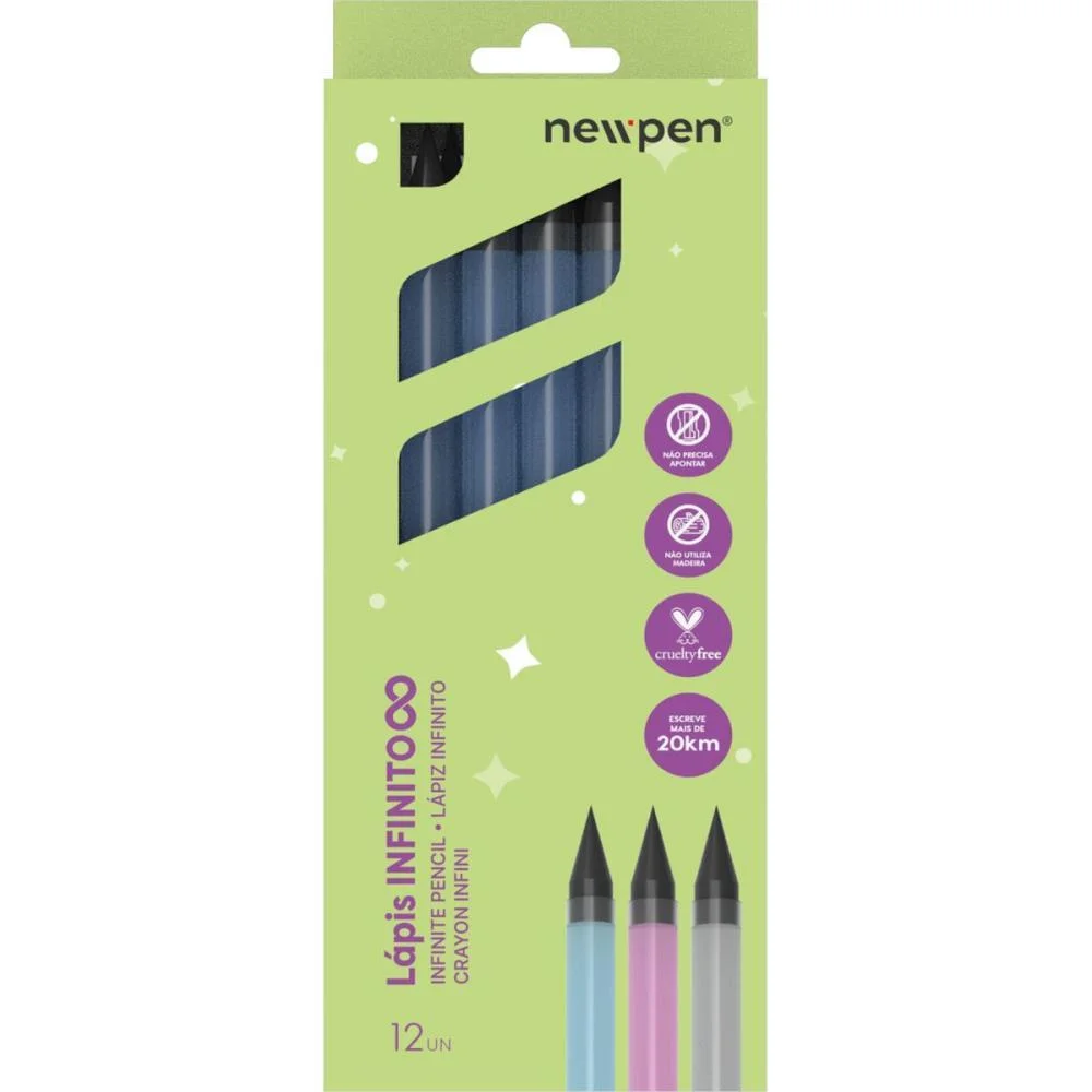 LAPIS PRETO REDONDO INFINITO HB AZUL TRANSLUCIDO NEWPEN (CX.C/12) - imagem 3