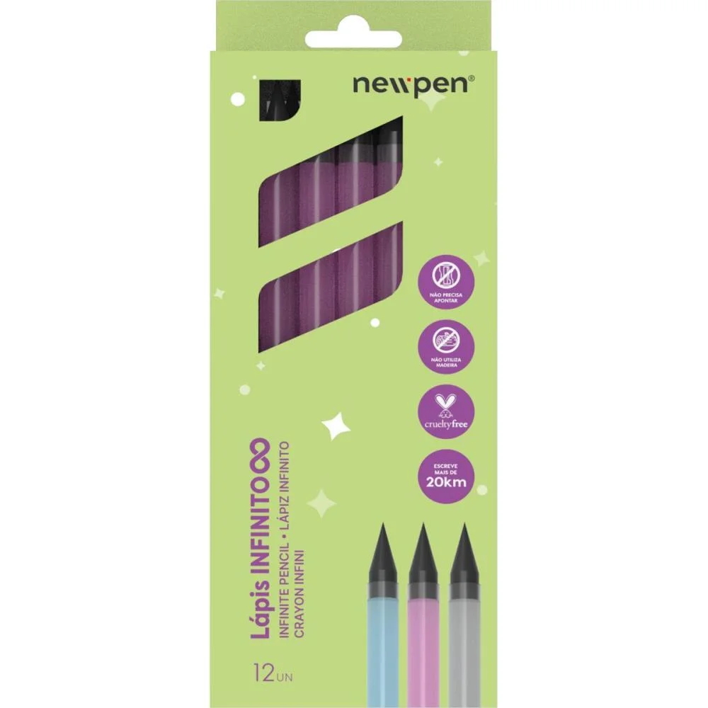 LAPIS PRETO REDONDO INFINITO HB ROSA TRANSLUCIDO NEWPEN (CX.C/12) - imagem 3