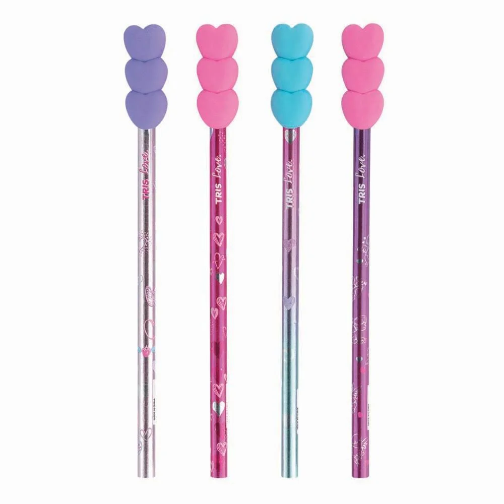 LAPIS PRETO REDONDO DECORADO TRIS LOVE C/BORRACHA CORACAO SUMMIT (POTE-24) - imagem 4