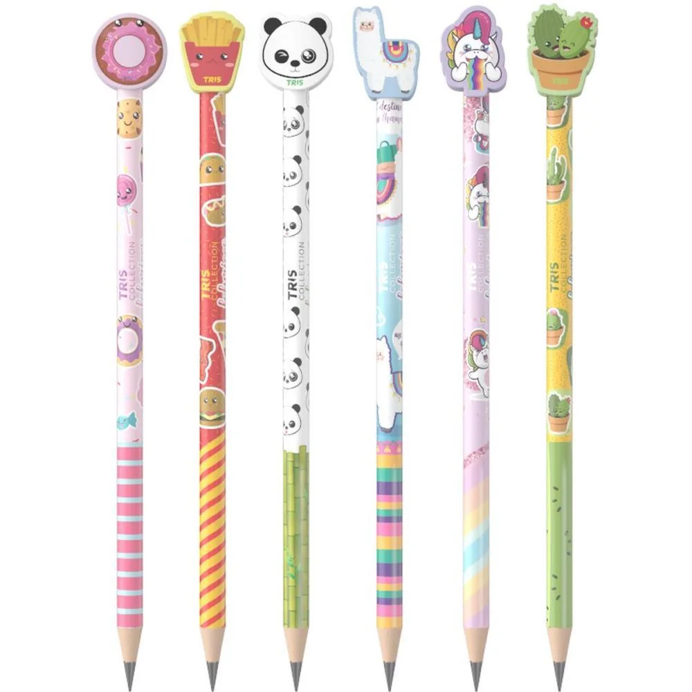 LAPIS PRETO REDONDO DECORADO TRIS FOFURICES C/BORRACHA SUMMIT (POTE-24) - imagem 4