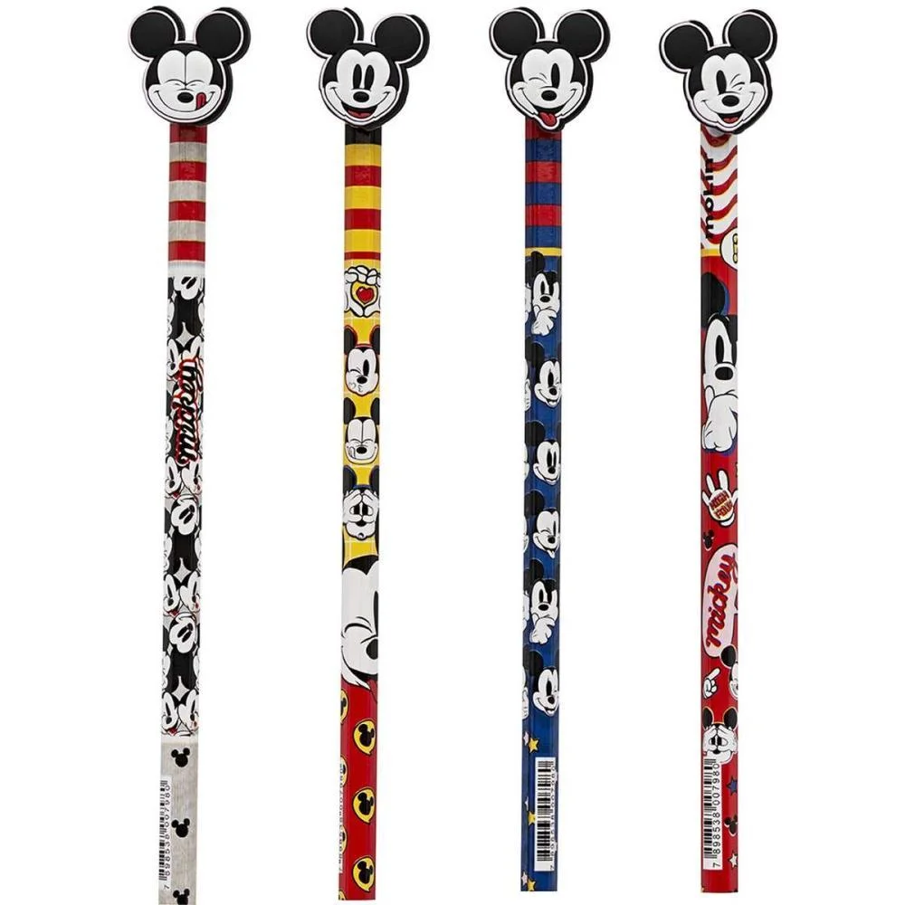 LAPIS PRETO REDONDO DECORADO MICKEY C/ BORRACHA PONTEIRA MOLIN (POTE-36) - imagem 4