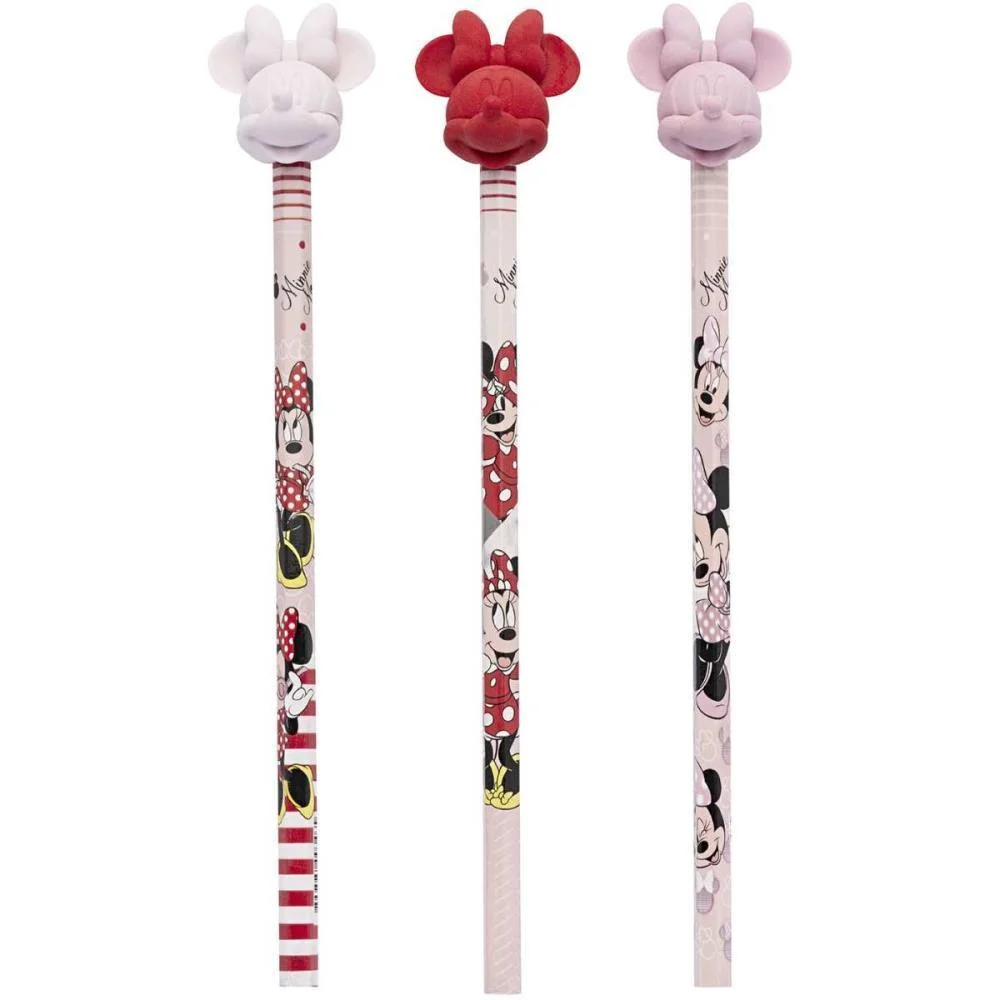 LAPIS PRETO REDONDO DECORADO MINNIE C/ BORRACHA PONTEIRA MOLIN (POTE-36) - imagem 4