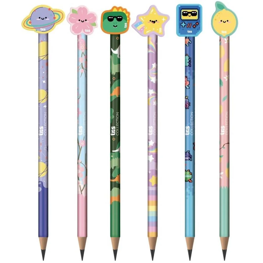 LAPIS PRETO REDONDO DECORADO TRIS FOFURICES C/BORRACHA (S) SUMMIT (BL.C/02) - imagem 4