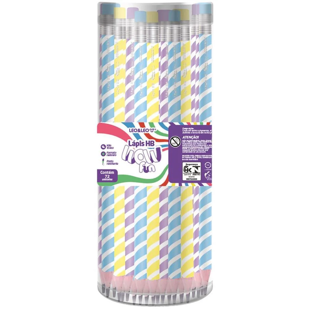 LAPIS PRETO REDONDO DECORADO WOW FUN HB C/BORRACHA (S) LEONORA (POTE-72) - imagem 3