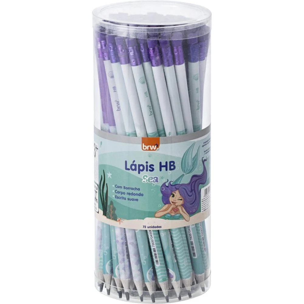 LAPIS PRETO REDONDO DECORADO HB SEA C/BORRACHA 4MOD. BRW (POTE-72) - imagem 2