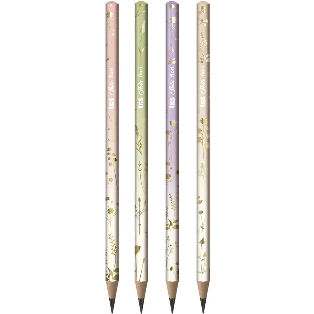 LAPIS PRETO REDONDO DECORADO TRIS FIORI 4 CORES SUMMIT (POTE-48) - imagem 2