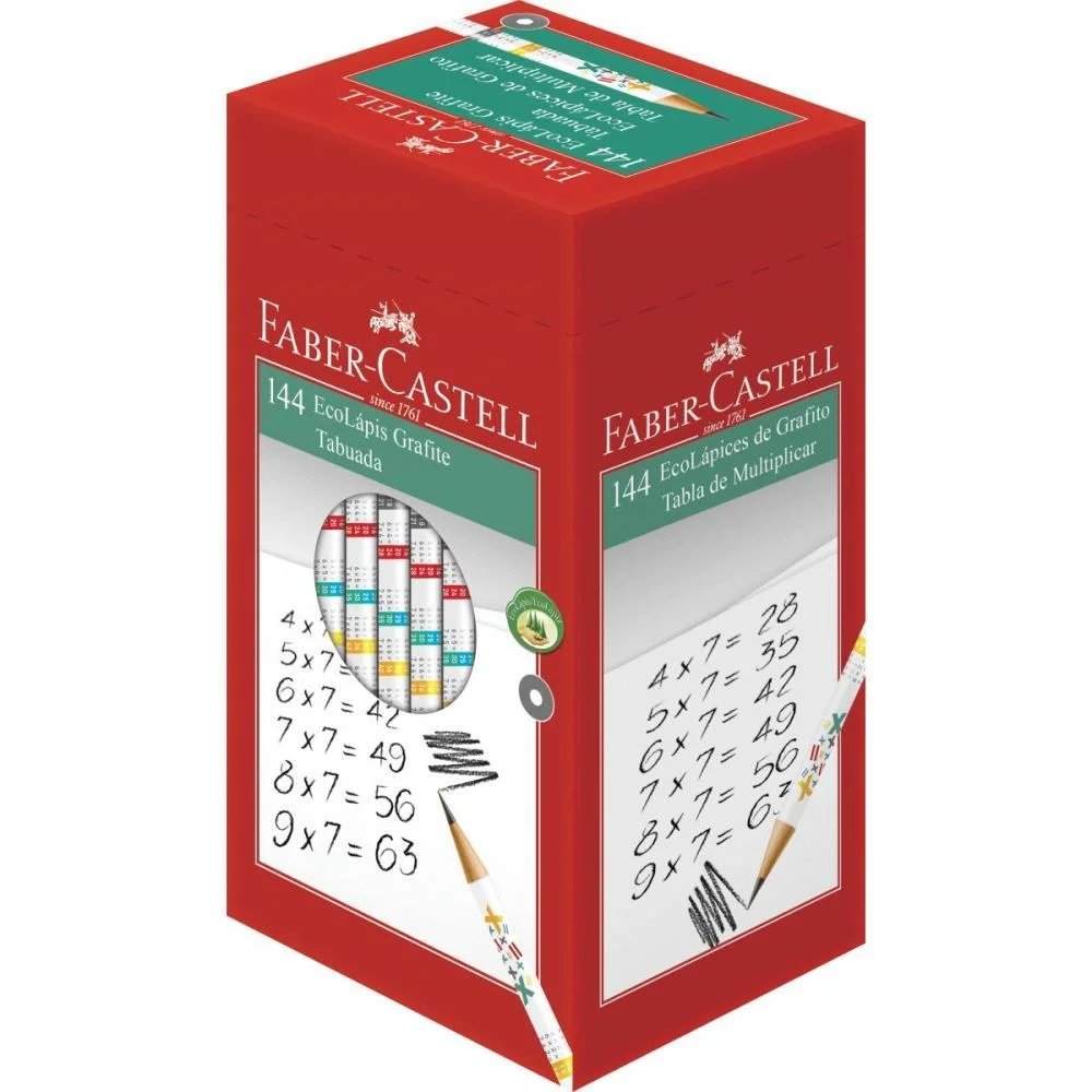 LAPIS PRETO REDONDO DECORADO ECOLAPIS TABUADA FANTASIA FABER-CASTELL (CX.C/144) - imagem 3