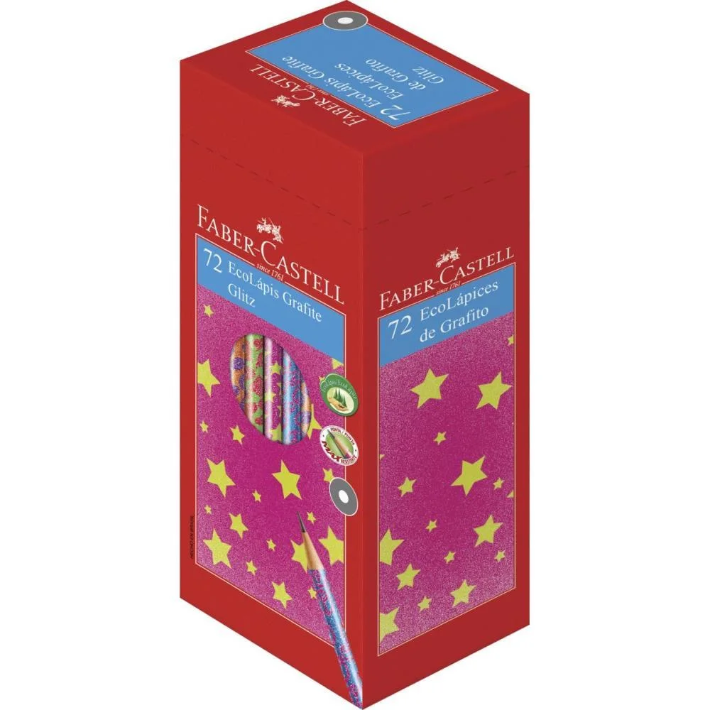 LAPIS PRETO REDONDO DECORADO GLITZ FANTASIA NEON SORTIDOS FABER-CASTELL (CX.C/72) - imagem 2