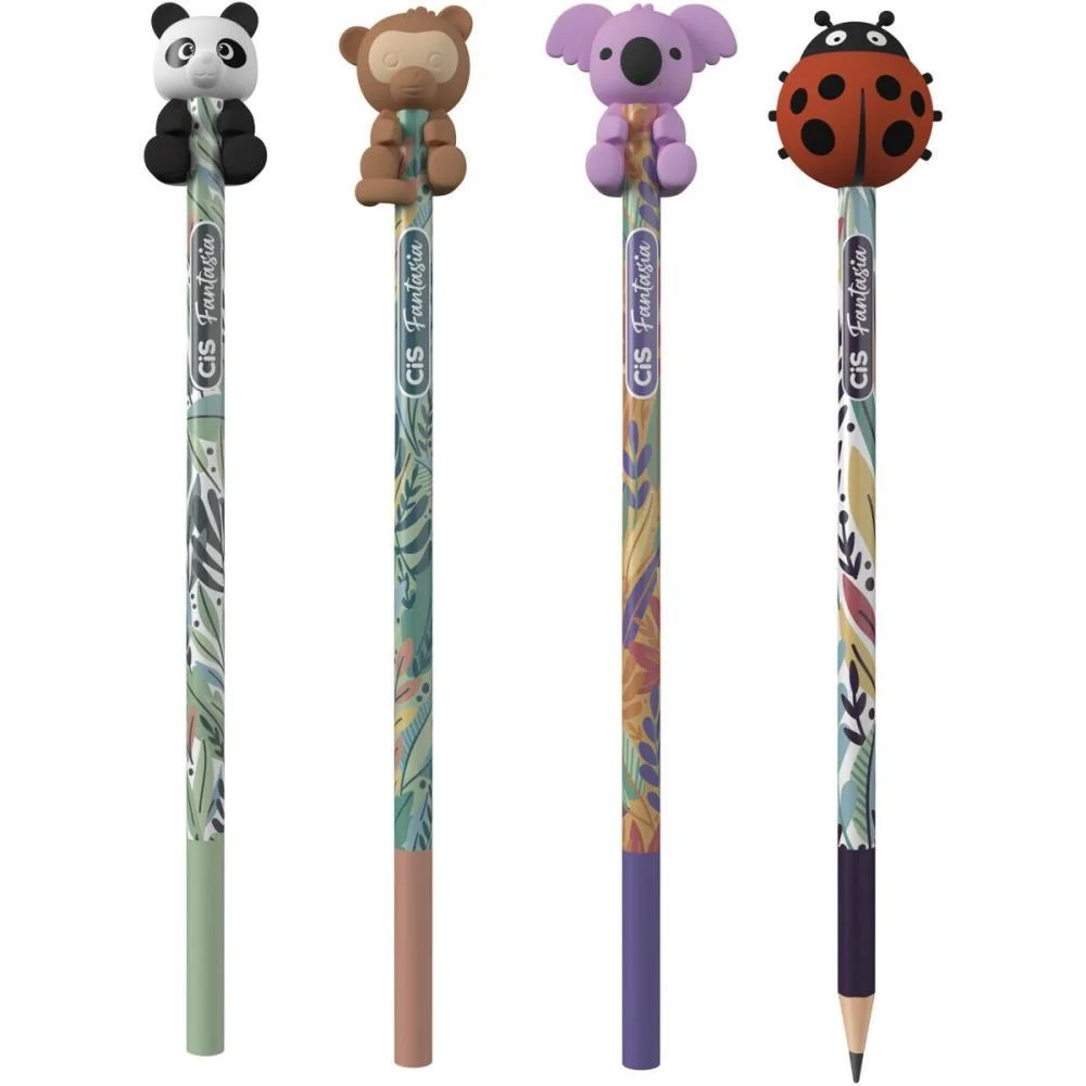 LAPIS PRETO REDONDO DECORADO CIS ABRACADINHOS 4 MOD (S) SERTIC (POTE-24) - imagem 4