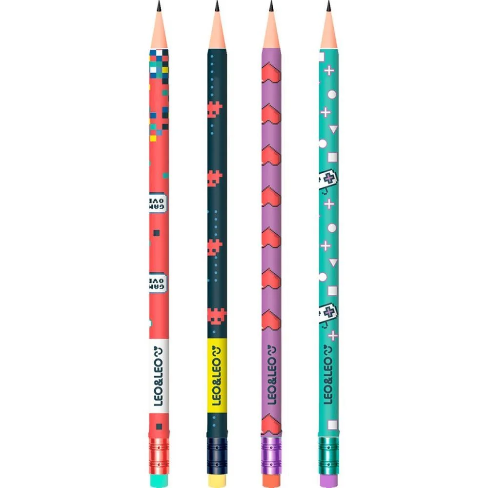 LAPIS PRETO REDONDO DECORADO GAME HB C/BORRACHA (S) LEONORA (POTE-72) - imagem 4