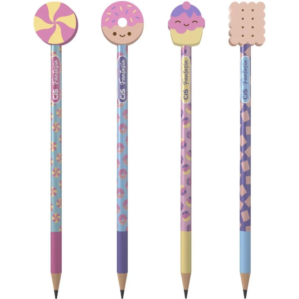 LAPIS PRETO REDONDO DECORADO CIS BORRACHA CANDY 4 MOD. (S) SERTIC (POTE-24) - imagem 4