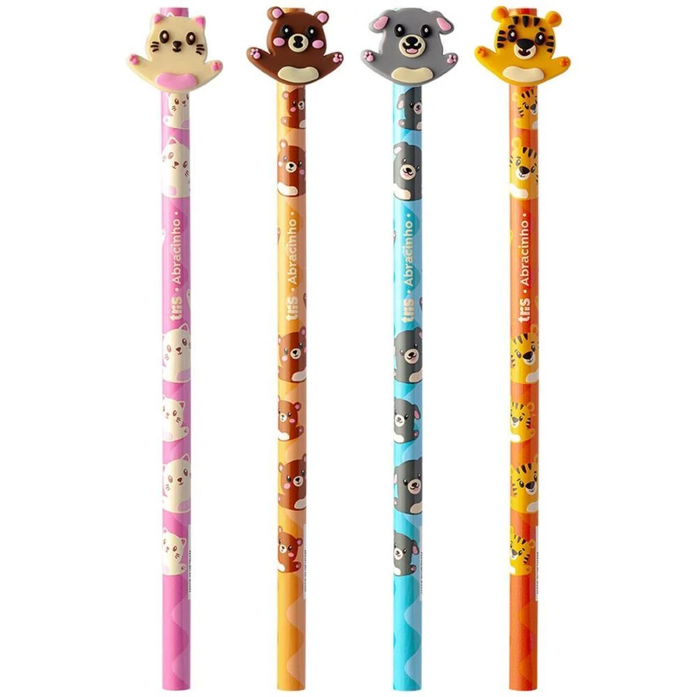 LAPIS PRETO REDONDO DECORADO TRIS ABRACINHO 4MODELOS SUMMIT (POTE-24) - imagem 4