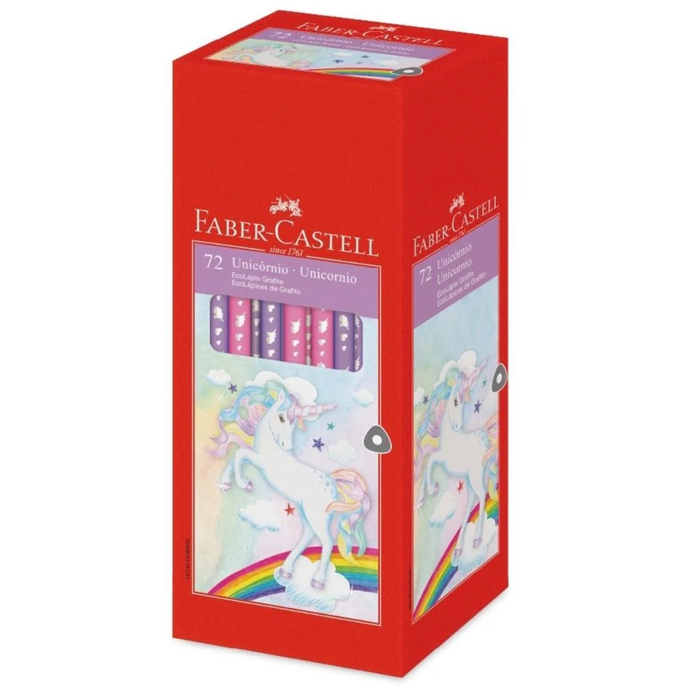 LAPIS PRETO REDONDO DECORADO ECOLAPIS GRAFITE UNICORNIO FABER-CASTELL (CX.C/72) - imagem 3