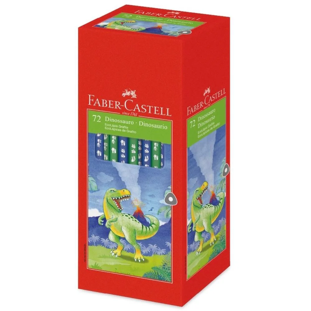 LAPIS PRETO REDONDO DECORADO ECOLAPIS GRAFITE DINOSSAURO FABER-CASTELL (CX.C/72) - imagem 3